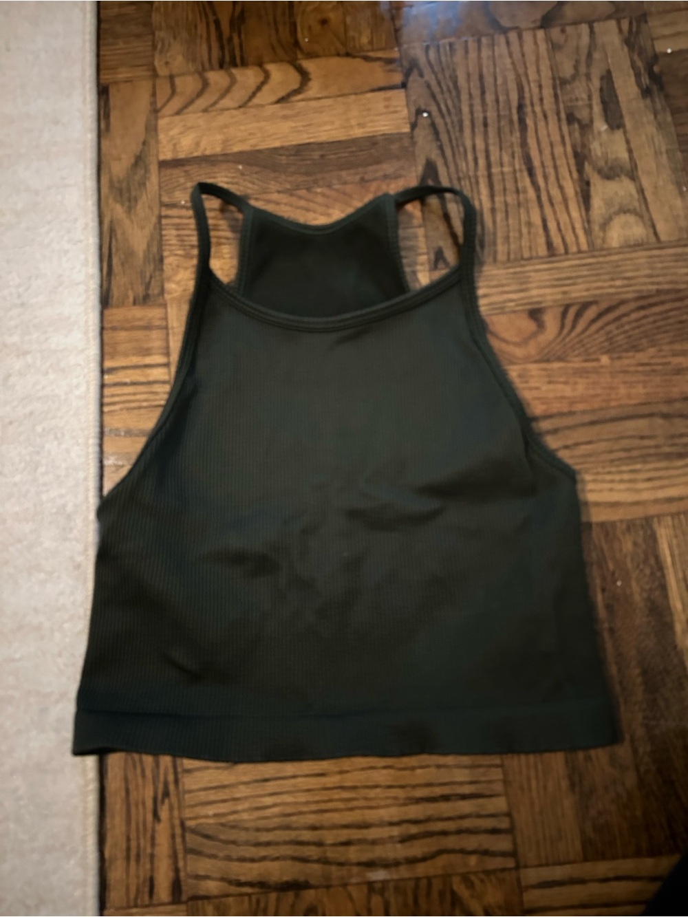 GAP Olive Green Ribbed High Neck Cropped Tank